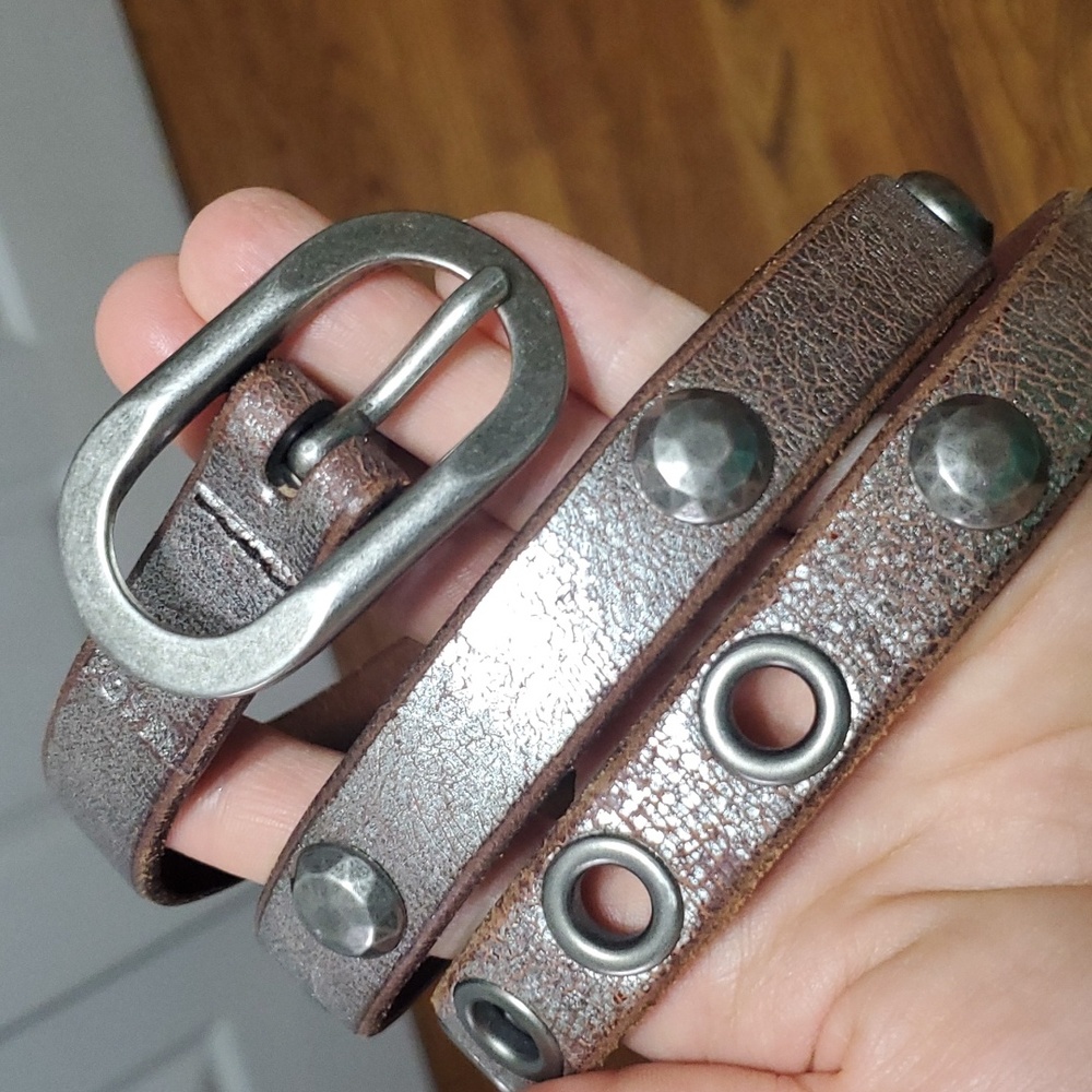 Fossil Silver Leather Studded Belt medium